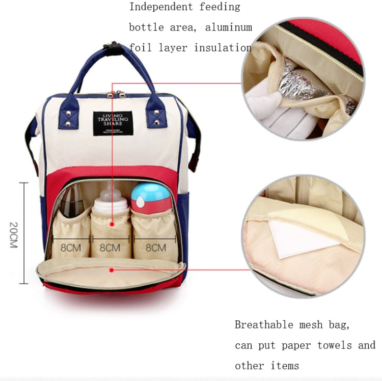 Mummy Bag Large Capacity Multifunctional Backpack Waterproof Baby Bottle Diaper Bag(Red Beige Blue) - Double-shoulder Bags by buy2fix | Online Shopping UK | buy2fix