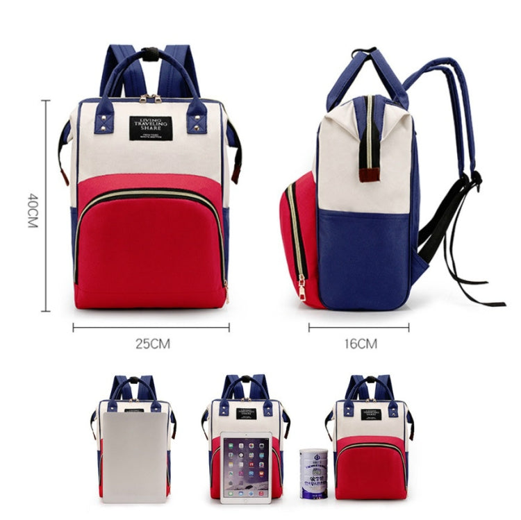Mummy Bag Large Capacity Multifunctional Backpack Waterproof Baby Bottle Diaper Bag(Red Beige Blue) - Double-shoulder Bags by buy2fix | Online Shopping UK | buy2fix