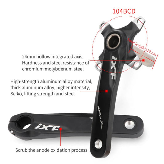 JIANKUN IXF Mountain Bike Hollow Crank Modified, Style:Left and Right Crank+Bottom Bracket(Purple) - Bottom Brackets by buy2fix | Online Shopping UK | buy2fix
