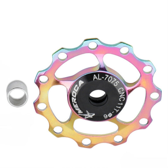 MEROCA Metal Bearings Mountain Bike Road Bike Rear Derailleur Guide Wheel 11T/13T Guide Wheel, Specification:11T, Color:Electroplating Colorful
