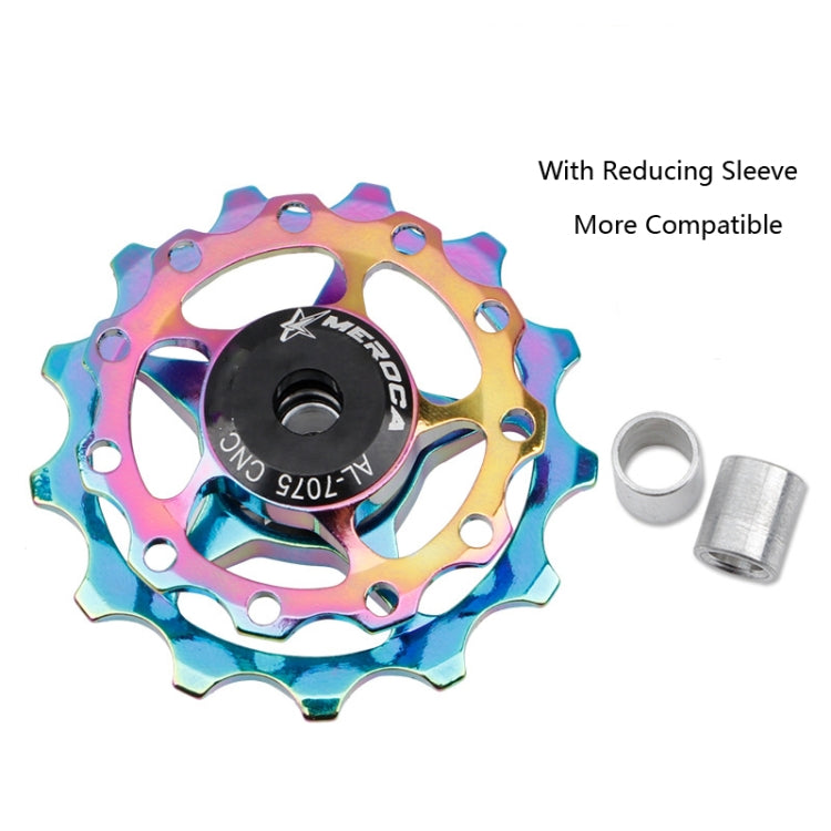 MEROCA Metal Bearings Mountain Bike Road Bike Rear Derailleur Guide Wheel 11T/13T Guide Wheel, Specification:11T, Color:Electroplating Colorful by buy2fix