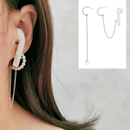 3 PCS Universal Bluetooth Headset Anti-lost C Type Pearl 925 Silver Needle Earring Ear Chain - Anti-lost & Holder by buy2fix | Online Shopping UK | buy2fix