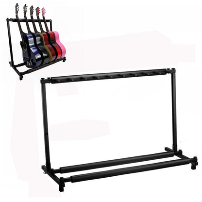 Foldable Long Metal Guitar Display Stand Shelf, Specification:Nine Racks by buy2fix