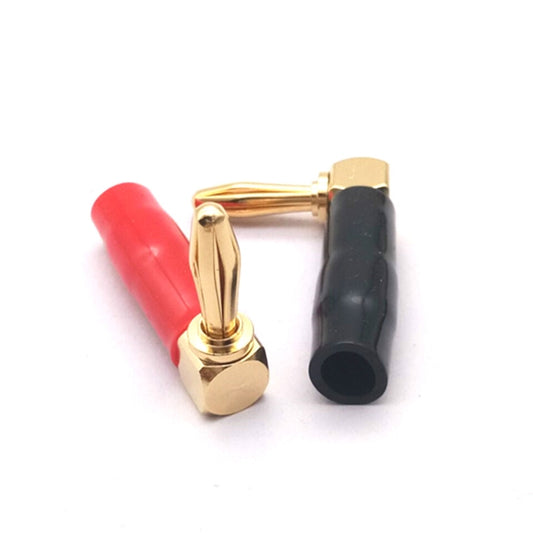 2pcs 4mm Banana Plug L-shaped 90 Degree Soft Rubber Speaker Wiring Speaker Banana Head(Red+Black) by buy2fix