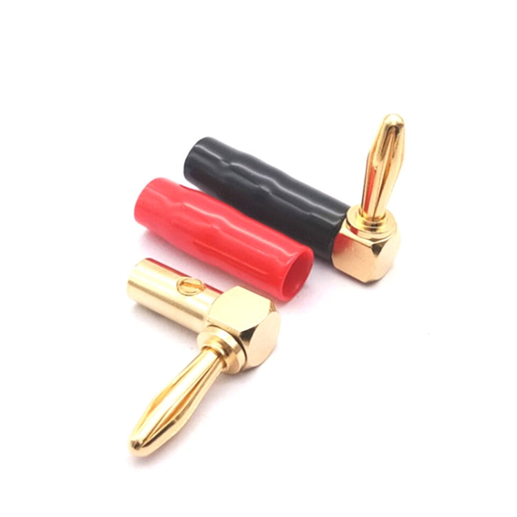 2pcs 4mm Banana Plug L-shaped 90 Degree Soft Rubber Speaker Wiring Speaker Banana Head(Red+Black) by buy2fix