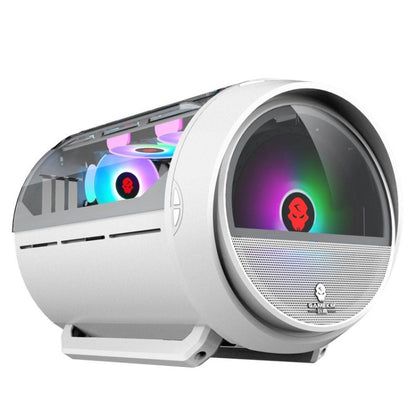 GAMEKM Genki Bomb Personality Gaming Internet Cafe Side Through Gaming Case USB 3.0 Water-cooled Desktop Computer Case(White) by buy2fix