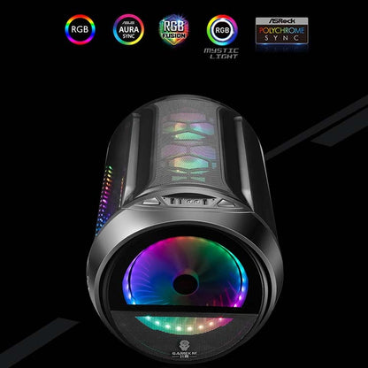 GAMEKM Genki Bomb Personality Gaming Internet Cafe Side Through Gaming Case USB 3.0 Water-cooled Desktop Computer Case(White) by buy2fix