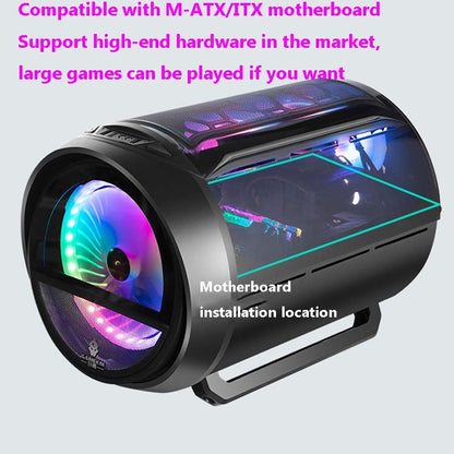 GAMEKM Genki Bomb Personality Gaming Internet Cafe Side Through Gaming Case USB 3.0 Water-cooled Desktop Computer Case(White) by buy2fix