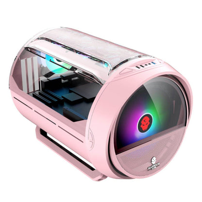 GAMEKM Genki Bomb Personality Gaming Internet Cafe Side Through Gaming Case USB 3.0 Water-cooled Desktop Computer Case(Pink) by buy2fix