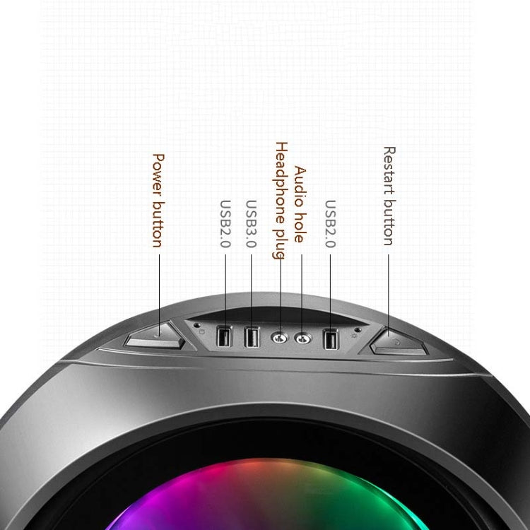 GAMEKM Genki Bomb Personality Gaming Internet Cafe Side Through Gaming Case USB 3.0 Water-cooled Desktop Computer Case(Black) by buy2fix