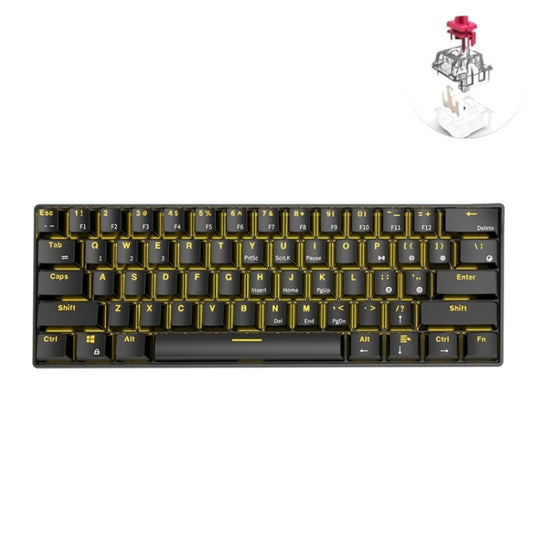 RK61 61 Keys Bluetooth / 2.4G Wireless / USB Wired Three Modes Tablet Mobile Gaming Mechanical Keyboard, Cable Length: 1.5m, Style:Red Shaft(Black) by buy2fix