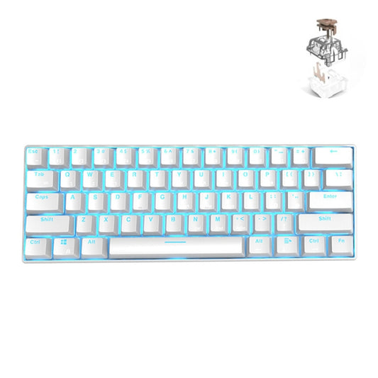 RK61 61 Keys Bluetooth / 2.4G Wireless / USB Wired Three Modes Tablet Mobile Gaming Mechanical Keyboard, Cable Length: 1.5m, Style:Tea Shaft(White) - Wired Keyboard by buy2fix | Online Shopping UK | buy2fix
