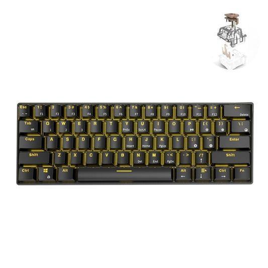 RK61 61 Keys Bluetooth / 2.4G Wireless / USB Wired Three Modes Tablet Mobile Gaming Mechanical Keyboard, Cable Length: 1.5m, Style:Tea Shaft(Black) by buy2fix