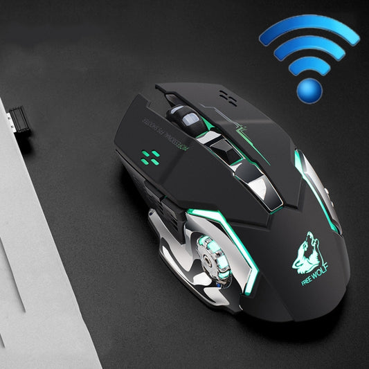 FREEDOM-WOLF X8 2400 DPI 6 Keys 2.4G Wireless Charging Silent Luminous Gaming Mechanical Mouse(Black) - Wireless Mice by buy2fix | Online Shopping UK | buy2fix