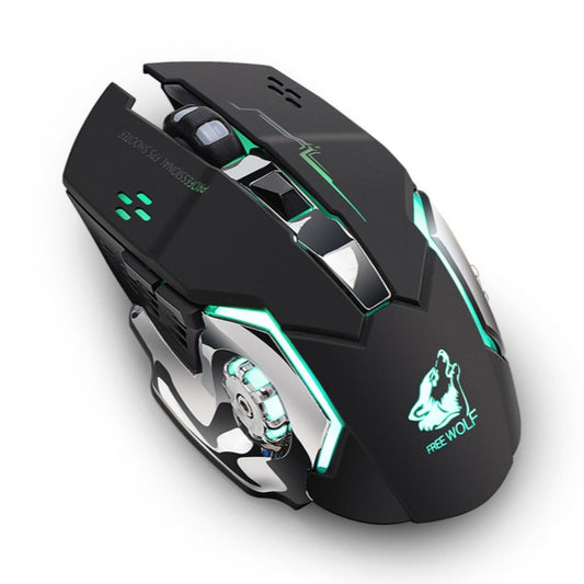 FREEDOM-WOLF X8 2400 DPI 6 Keys 2.4G Wireless Charging Silent Luminous Gaming Mechanical Mouse(Black) - Wireless Mice by buy2fix | Online Shopping UK | buy2fix