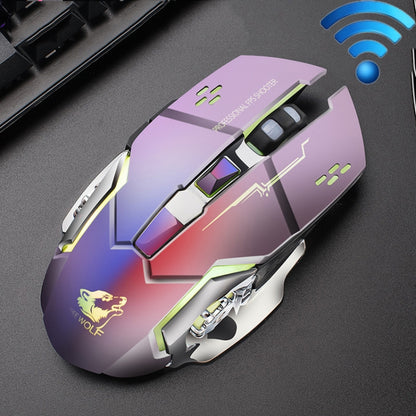 FREEDOM-WOLF X8 2400 DPI 6 Keys 2.4G Wireless Charging Silent Luminous Gaming Mechanical Mouse(Metal Grey) by buy2fix