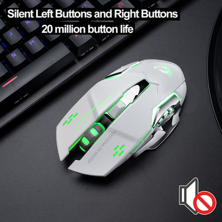 FREEDOM-WOLF X8 2400 DPI 6 Keys 2.4G Wireless Charging Silent Luminous Gaming Mechanical Mouse(Metal Grey) by buy2fix