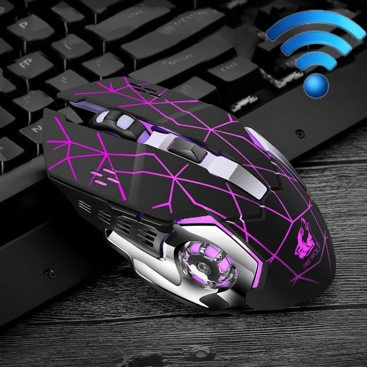 FREEDOM-WOLF X8 2400 DPI 6 Keys 2.4G Wireless Charging Silent Luminous Gaming Mechanical Mouse(Star Black) by buy2fix