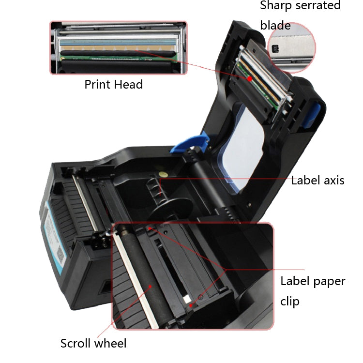 Xprinter XP-370B Barcode Printer Self-adhesive QR Code Printer Label Clothing Tag Thermal Ticket Machine(US Plug) - Receipt Printers by Xprinter | Online Shopping UK | buy2fix