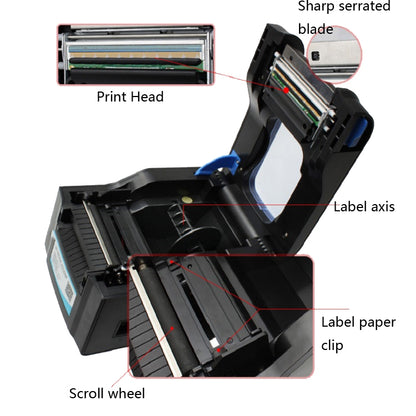 Xprinter XP-370B Barcode Printer Self-adhesive QR Code Printer Label Clothing Tag Thermal Ticket Machine(US Plug) - Receipt Printers by Xprinter | Online Shopping UK | buy2fix