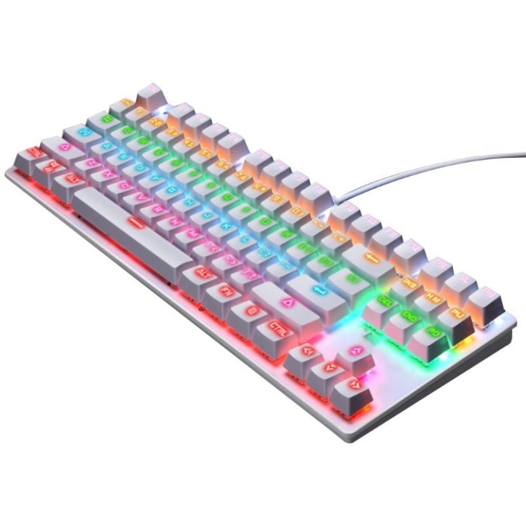 LEAVEN K550 87 Keys Green Shaft Gaming Athletic Office Notebook Punk Mechanical Keyboard, Cable Length: 1.8m(White) by buy2fix