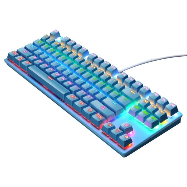 LEAVEN K550 87 Keys Green Shaft Gaming Athletic Office Notebook Punk Mechanical Keyboard, Cable Length: 1.8m(Blue) by buy2fix