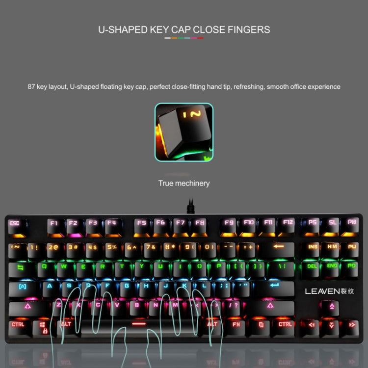 LEAVEN K550 87 Keys Green Shaft Gaming Athletic Office Notebook Punk Mechanical Keyboard, Cable Length: 1.8m(Blue) by buy2fix