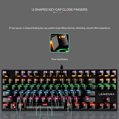 LEAVEN K550 87 Keys Green Shaft Gaming Athletic Office Notebook Punk Mechanical Keyboard, Cable Length: 1.8m(Blue) by buy2fix