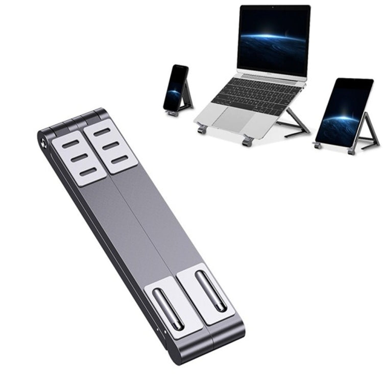 Metal Laptop Stand Computer Cooling Folding Mini Flat Raised Bracket(Gray) - Laptop Stand by buy2fix | Online Shopping UK | buy2fix