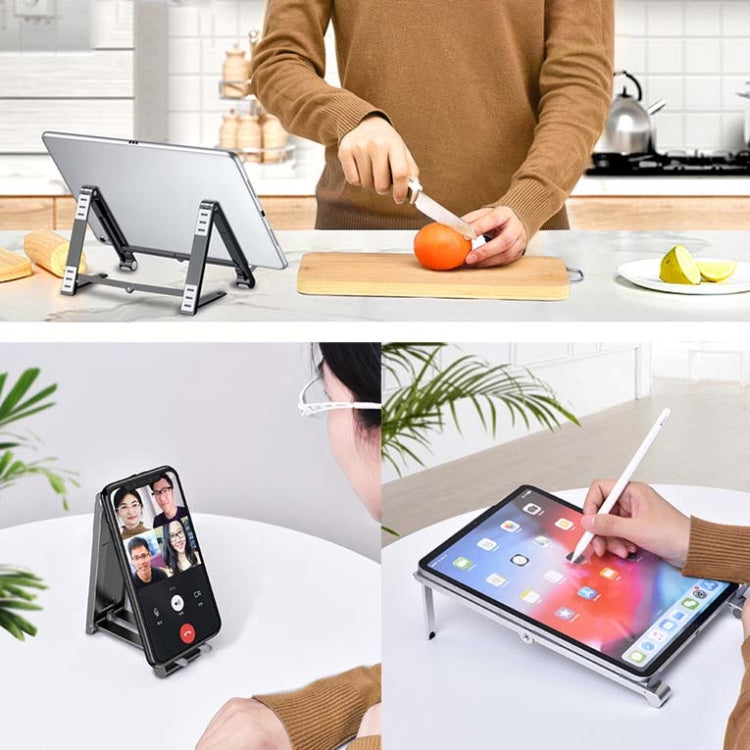 Metal Laptop Stand Computer Cooling Folding Mini Flat Raised Bracket(Gray) - Laptop Stand by buy2fix | Online Shopping UK | buy2fix