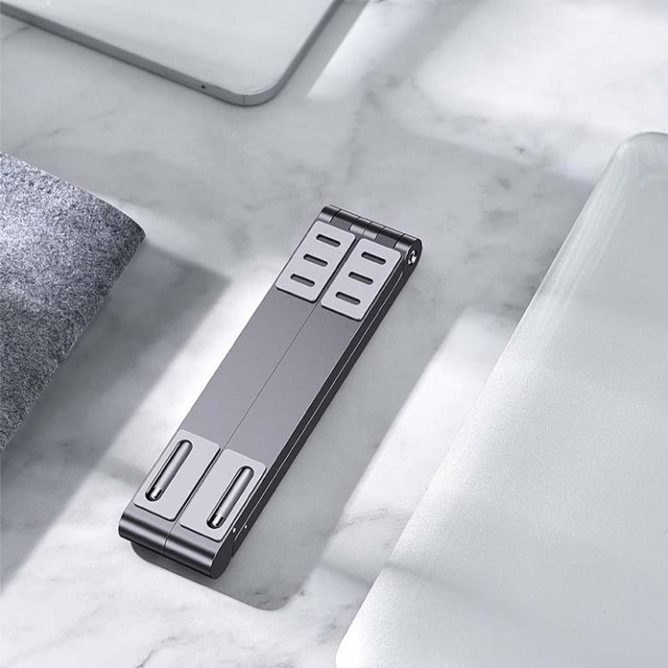 Metal Laptop Stand Computer Cooling Folding Mini Flat Raised Bracket(Gray) - Laptop Stand by buy2fix | Online Shopping UK | buy2fix