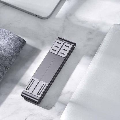 Metal Laptop Stand Computer Cooling Folding Mini Flat Raised Bracket(Gray) - Laptop Stand by buy2fix | Online Shopping UK | buy2fix