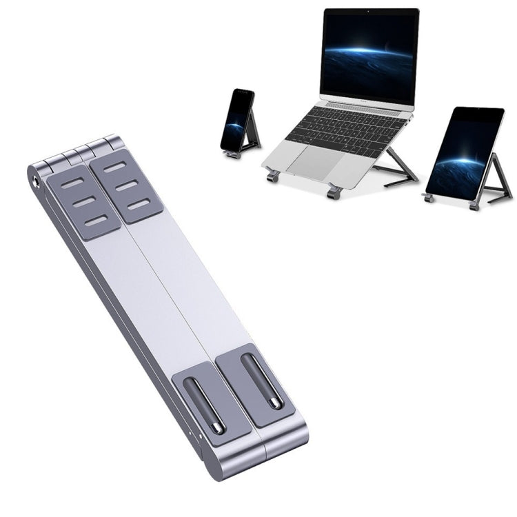 Metal Laptop Stand Computer Cooling Folding Mini Flat Raised Bracket(Silver) - Laptop Stand by buy2fix | Online Shopping UK | buy2fix