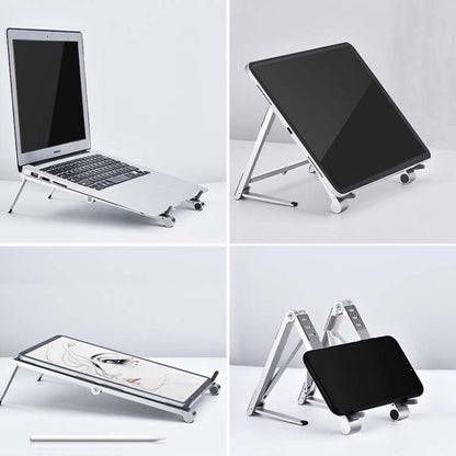 Metal Laptop Stand Computer Cooling Folding Mini Flat Raised Bracket(Silver) - Laptop Stand by buy2fix | Online Shopping UK | buy2fix