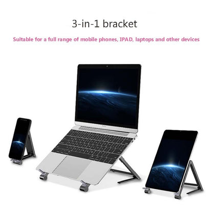 Metal Laptop Stand Computer Cooling Folding Mini Flat Raised Bracket(Silver) - Laptop Stand by buy2fix | Online Shopping UK | buy2fix