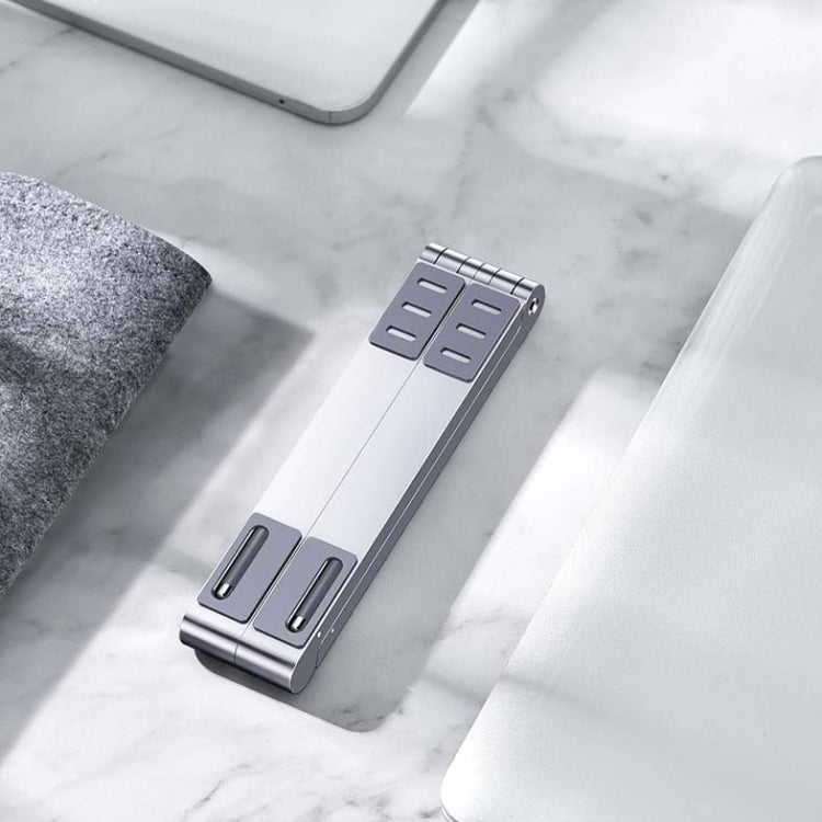 Metal Laptop Stand Computer Cooling Folding Mini Flat Raised Bracket(Silver) - Laptop Stand by buy2fix | Online Shopping UK | buy2fix