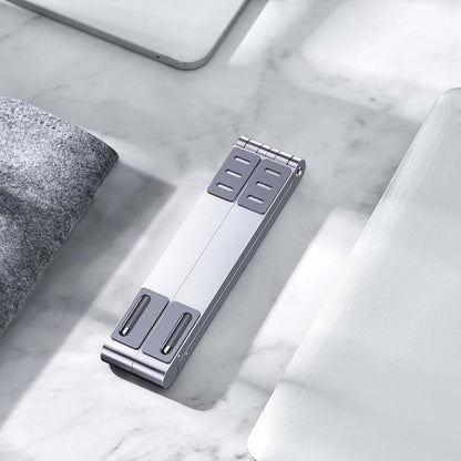 Metal Laptop Stand Computer Cooling Folding Mini Flat Raised Bracket(Silver) - Laptop Stand by buy2fix | Online Shopping UK | buy2fix