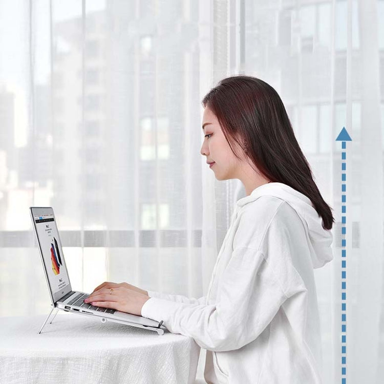 Metal Laptop Stand Computer Cooling Folding Mini Flat Raised Bracket(Silver) - Laptop Stand by buy2fix | Online Shopping UK | buy2fix