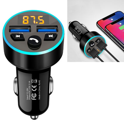 Halo Car MP3 Bluetooth Player Car Charger Car FM Transmitter 3.1A Car Charger(Elegant Black) - Car Charger by buy2fix | Online Shopping UK | buy2fix