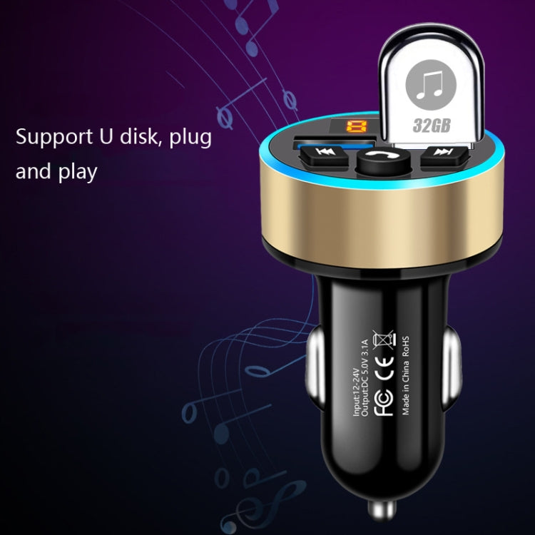 Halo Car MP3 Bluetooth Player Car Charger Car FM Transmitter 3.1A Car Charger(Elegant Black) - Car Charger by buy2fix | Online Shopping UK | buy2fix