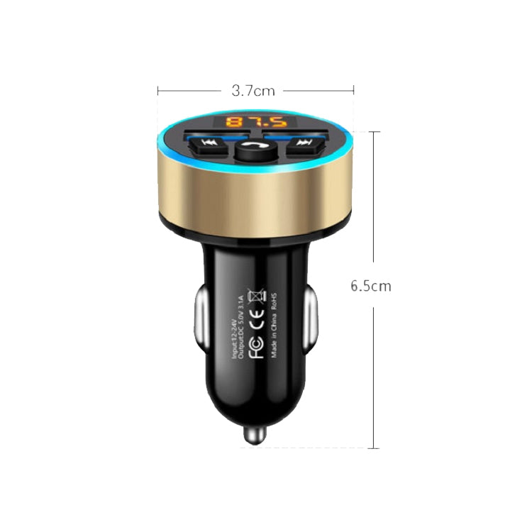 Halo Car MP3 Bluetooth Player Car Charger Car FM Transmitter 3.1A Car Charger(Elegant Black) - Car Charger by buy2fix | Online Shopping UK | buy2fix