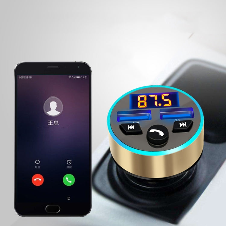 Halo Car MP3 Bluetooth Player Car Charger Car FM Transmitter 3.1A Car Charger(Elegant Black) - Car Charger by buy2fix | Online Shopping UK | buy2fix