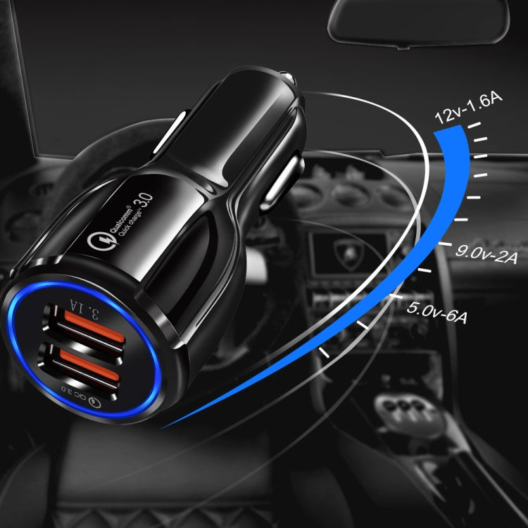 2 PCS QC3.0+3.1A Car Charger Dual USB 6A Halo Wine Bottle Fast Charge Car Charger(Classic White) - Car Charger by buy2fix | Online Shopping UK | buy2fix
