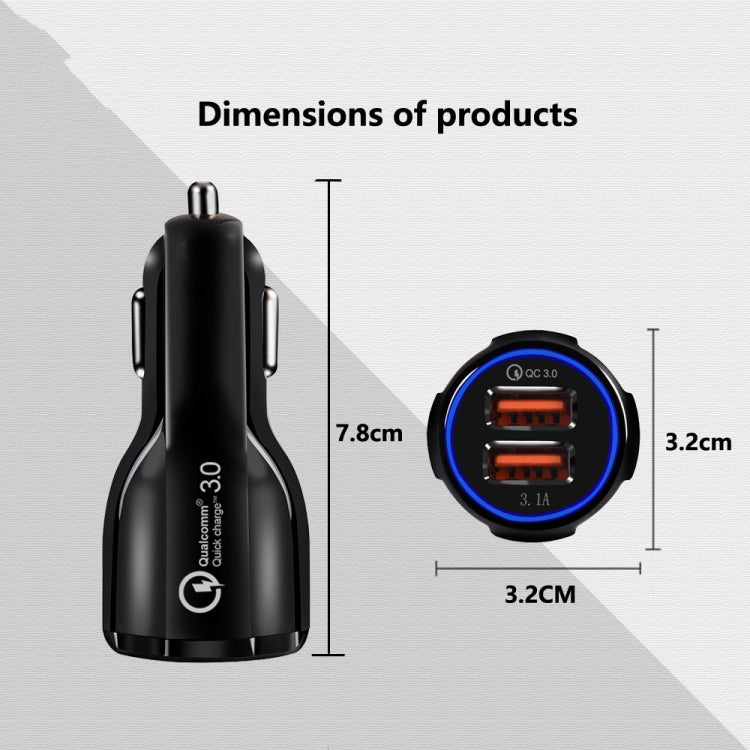 2 PCS QC3.0+3.1A Car Charger Dual USB 6A Halo Wine Bottle Fast Charge Car Charger(Classic White) - Car Charger by buy2fix | Online Shopping UK | buy2fix