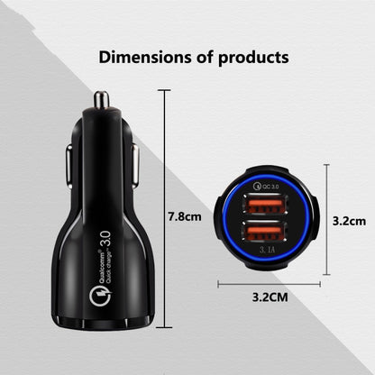 2 PCS QC3.0+3.1A Car Charger Dual USB 6A Halo Wine Bottle Fast Charge Car Charger(Classic White) - Car Charger by buy2fix | Online Shopping UK | buy2fix