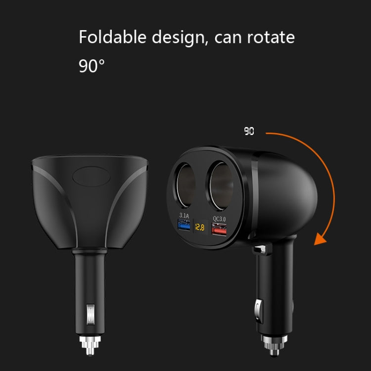 Cigarette Lighter Car Charger Dual USB QC 3.0 Dual Fast Charging 6A Car Charger(Classic Black) - Car Charger by buy2fix | Online Shopping UK | buy2fix