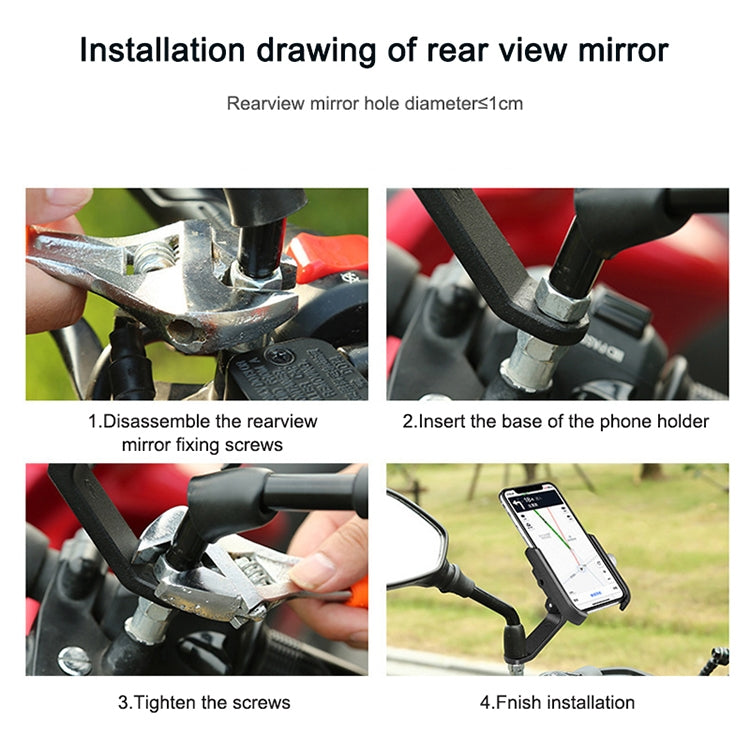 Bicycle Mobile Phone Holder Motorcycle Electric Car Navigation Mobile Phone Holder, Style:Rearview Mirrors(Black) by buy2fix