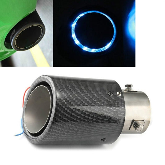 Car Modification Carbon Fiber Luminous Tail Throat LED Lights Modified Car Exhaust Pipe Spitfire Tail Throat, Style:Curling(Blue) - Exhaust Pipes by buy2fix | Online Shopping UK | buy2fix