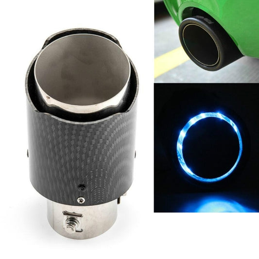 Car Modification Carbon Fiber Luminous Tail Throat LED Lights Modified Car Exhaust Pipe Spitfire Tail Throat, Style:Side(Blue) - Exhaust Pipes by buy2fix | Online Shopping UK | buy2fix