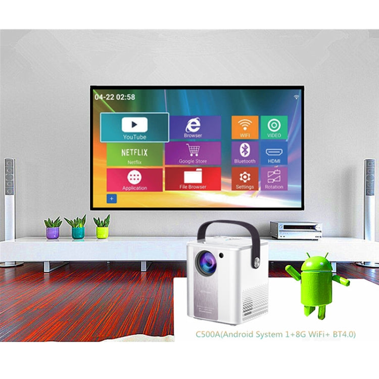 C500 Portable Mini LED Home HD Projector, Style:Android Version(Black) - Mini Projector by buy2fix | Online Shopping UK | buy2fix